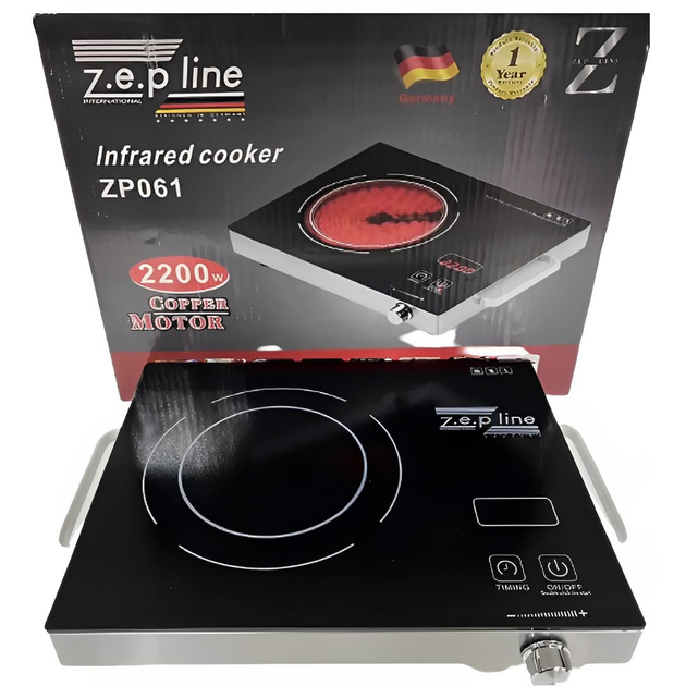 Электроплита инфракрасная одноконфорочная Modern Zepline ZP-061 настольная переносная 2200w Черный - фото 3 Электроплита инфракрасная одноконфорочная Modern Zepline ZP-061 настольная переносная 2200w Черный - фото 3