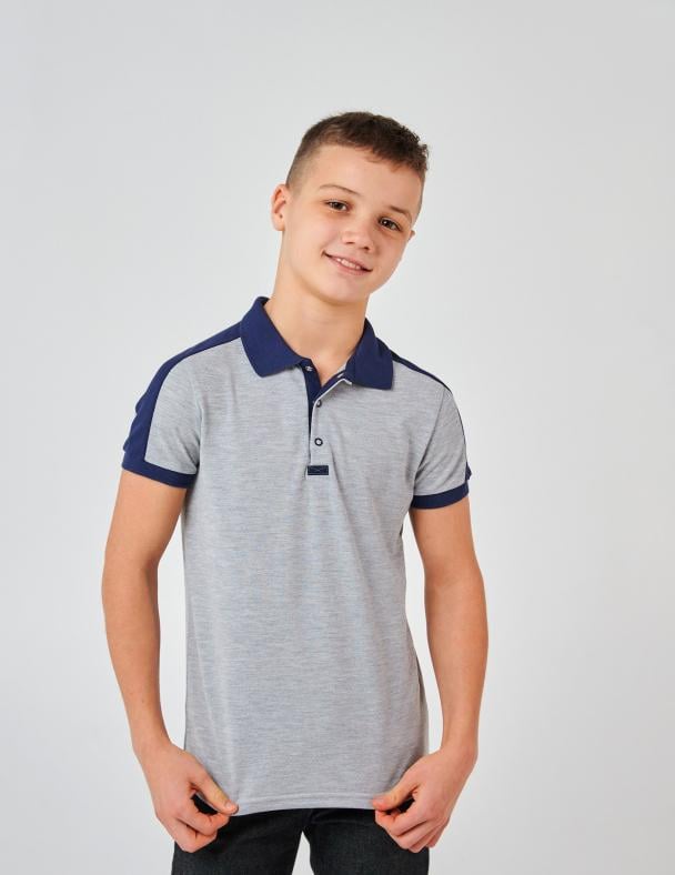 Футболка-поло для мальчика Smil 100 cotton 158 см Серый меланж (114119)