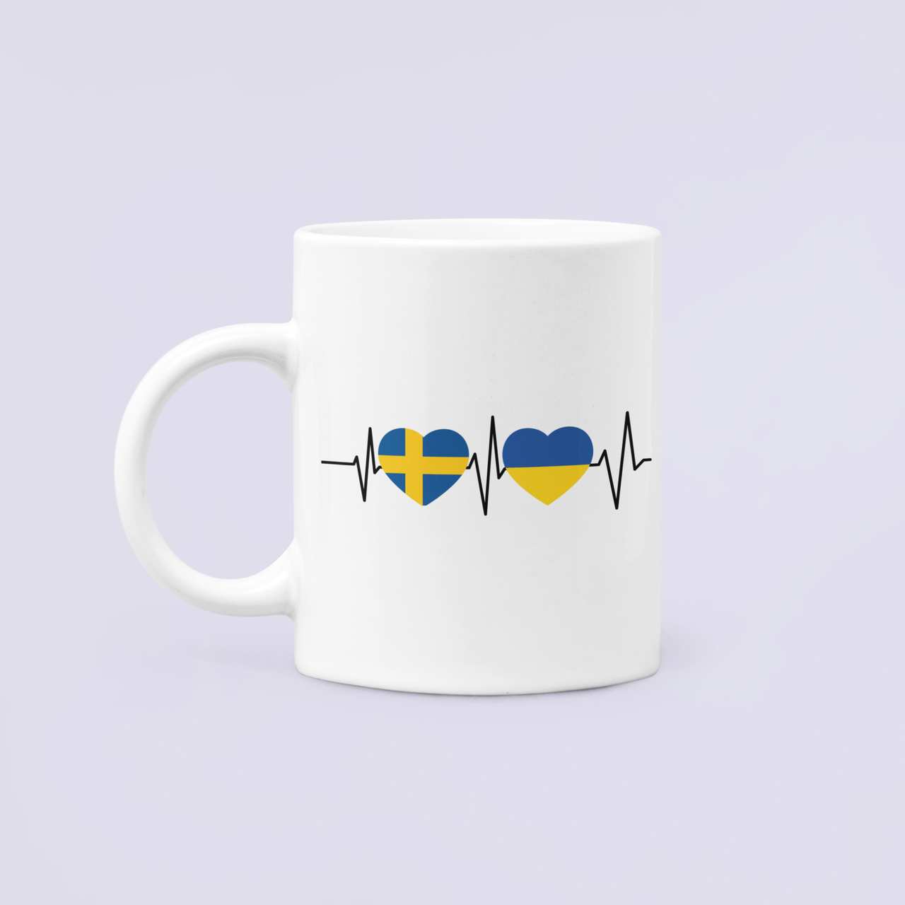 Чашка керамическая с принтом Sweden Ukraine 330 мл Белый