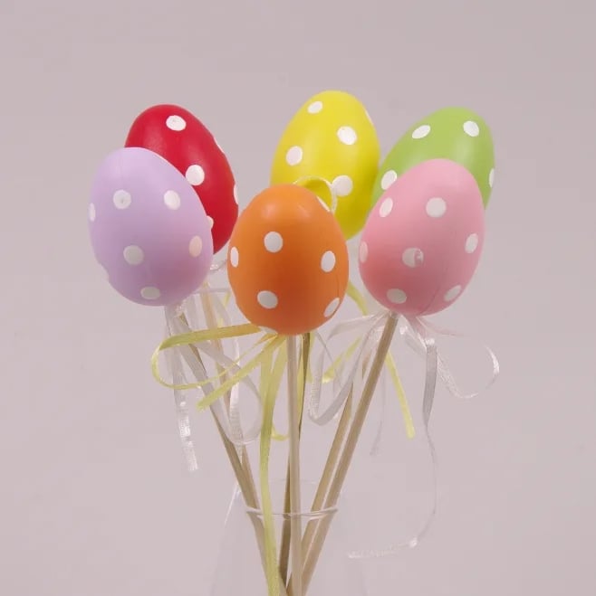 Декорация пасхальная на пике Flora Писанка микс 6 шт. (44038)