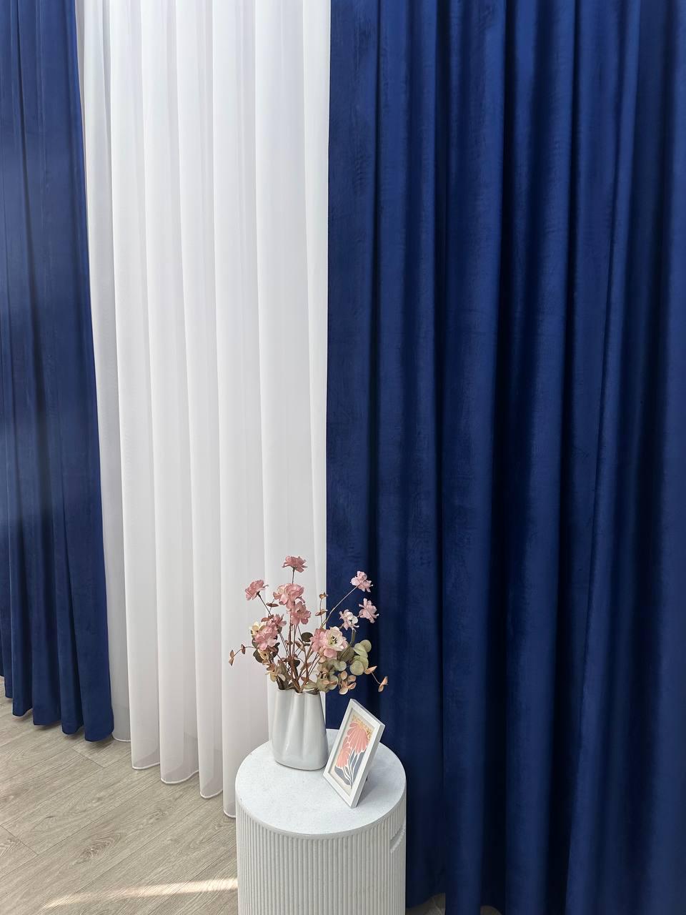 Штора велюрова на тасьмі 6 см 300х280 см Темно-синій (6319-N110-Т43) - фото 6 Штора велюрова на тасьмі 6 см 300х280 см Темно-синій (6319-N110-Т43) - фото 6
