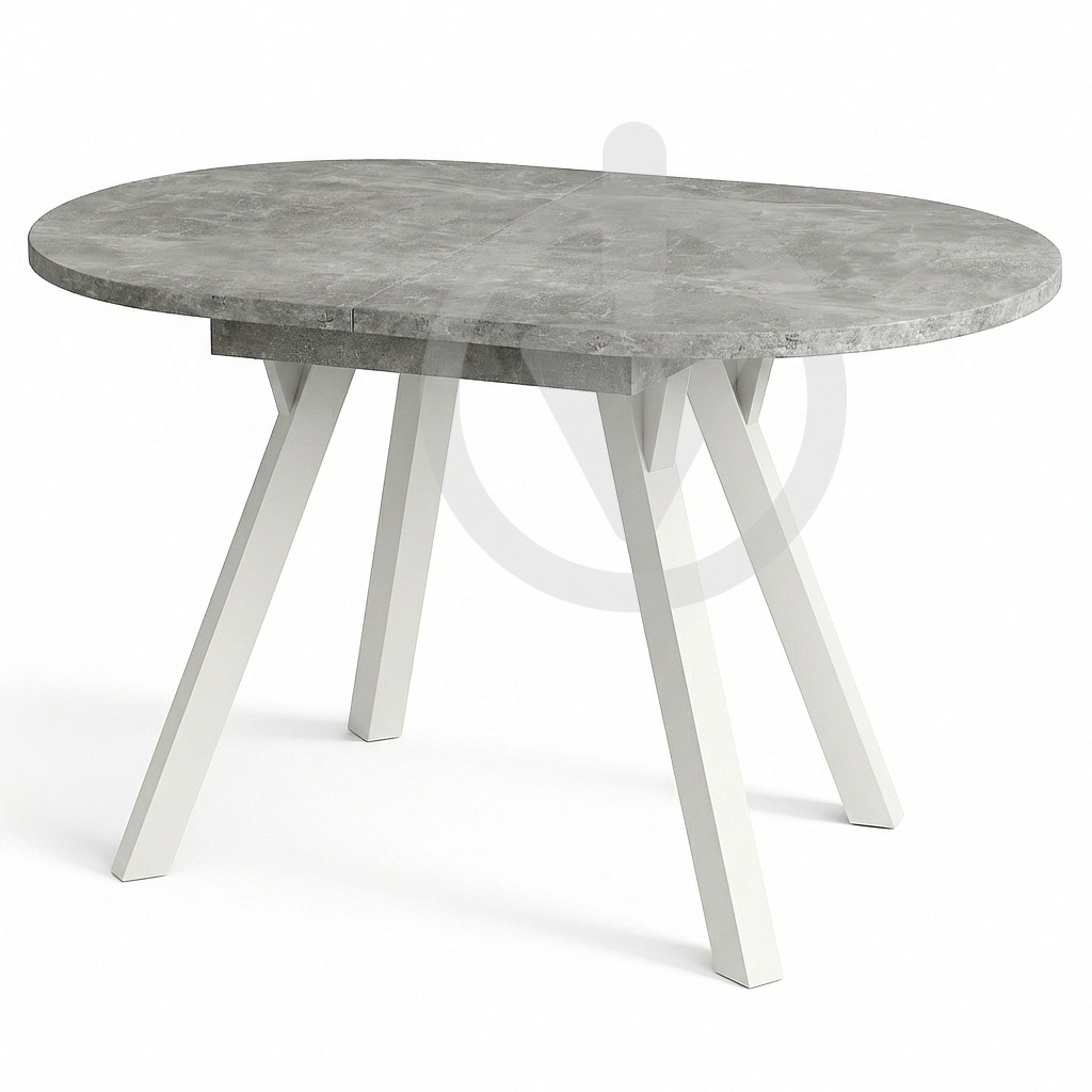 Стол кухонный раскладной MebliRoMax Elips Slide 110х75/150х75 см Loft Бетон/Белый