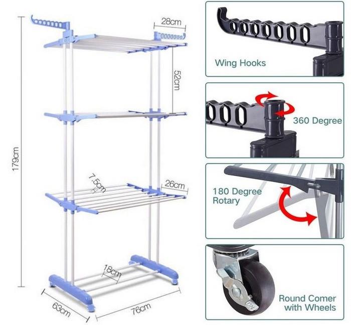 Сушарка для білизни 3 Tiers Garment rack Білий (0280) - фото 2