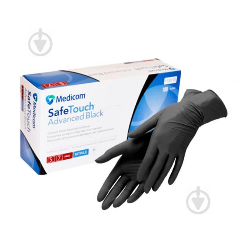 Перчатки нитриловые MEDICOM SafeTouch S 100 шт Черные