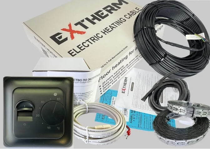 Теплый пол в стяжку EXTHERM ETC ECO 10,6-16,1 м2 1800 Вт с механическим термостатом Черный (51586)