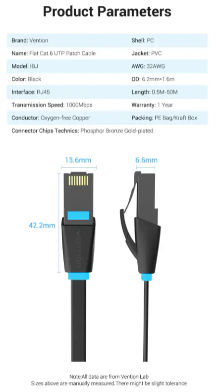 Патч-корд RJ45 Vention 2 м CAT6 1000 мбіт/c Чорний (1604224214) - фото 9 Патч-корд RJ45 Vention 2 м CAT6 1000 мбіт/c Чорний (1604224214) - фото 9