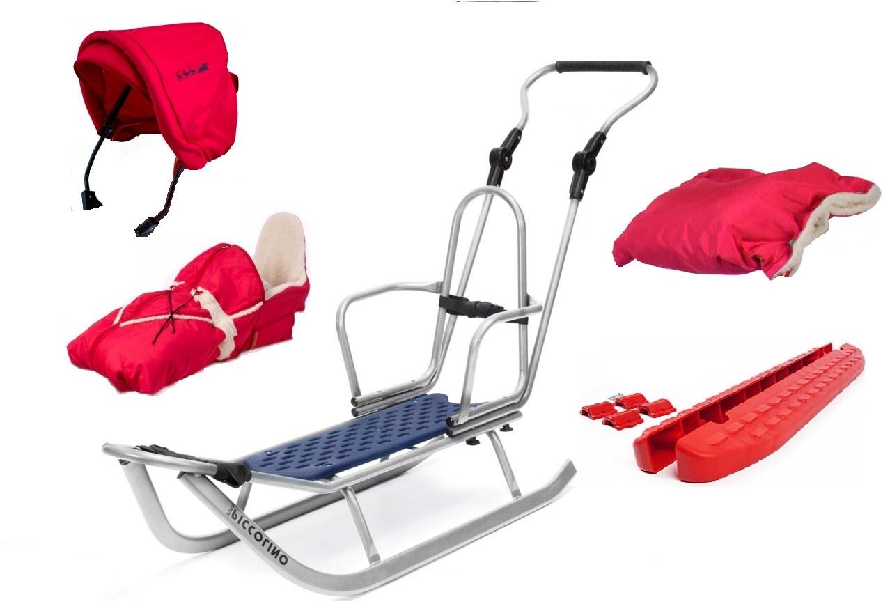 Санки Piccolino Adbor комплект deLux Серый с красным
