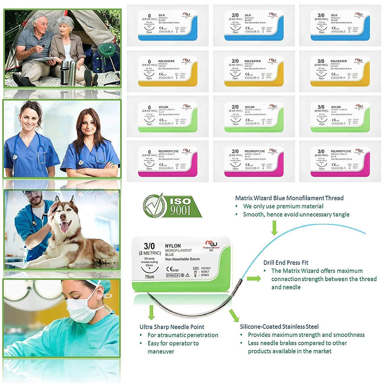 Смешанные шовные нити 12 смешанных швов с 12 инструментами - фото 5 Смешанные шовные нити 12 смешанных швов с 12 инструментами - фото 5