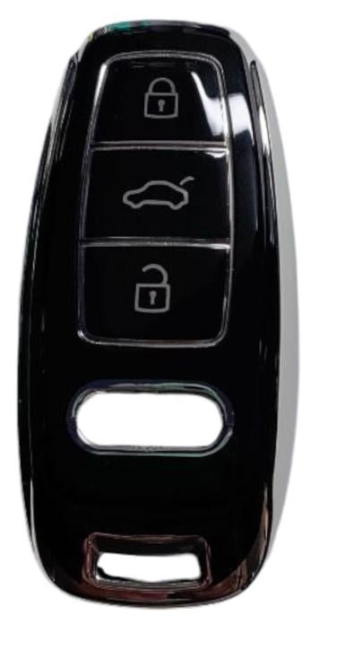 Чехол для ключа Audi с серебряной рамкой Черный (2305596085)
