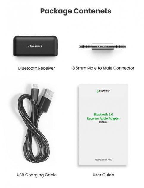 Адаптер UGREEN 70303 CM276 Bluetooth 5.0 Receiver Audio Adapter - фото 4