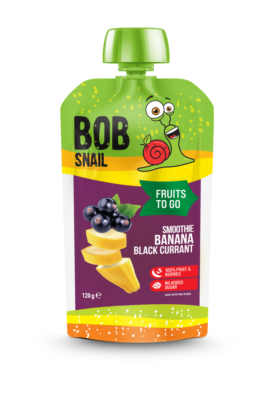 Пюре фруктово-ягідне Смузі Банан-чорна смородина Bob Snail пастеризоване 120 г (2302864576) Пюре фруктово-ягідне Смузі Банан-чорна смородина Bob Snail пастеризоване 120 г (2302864576)