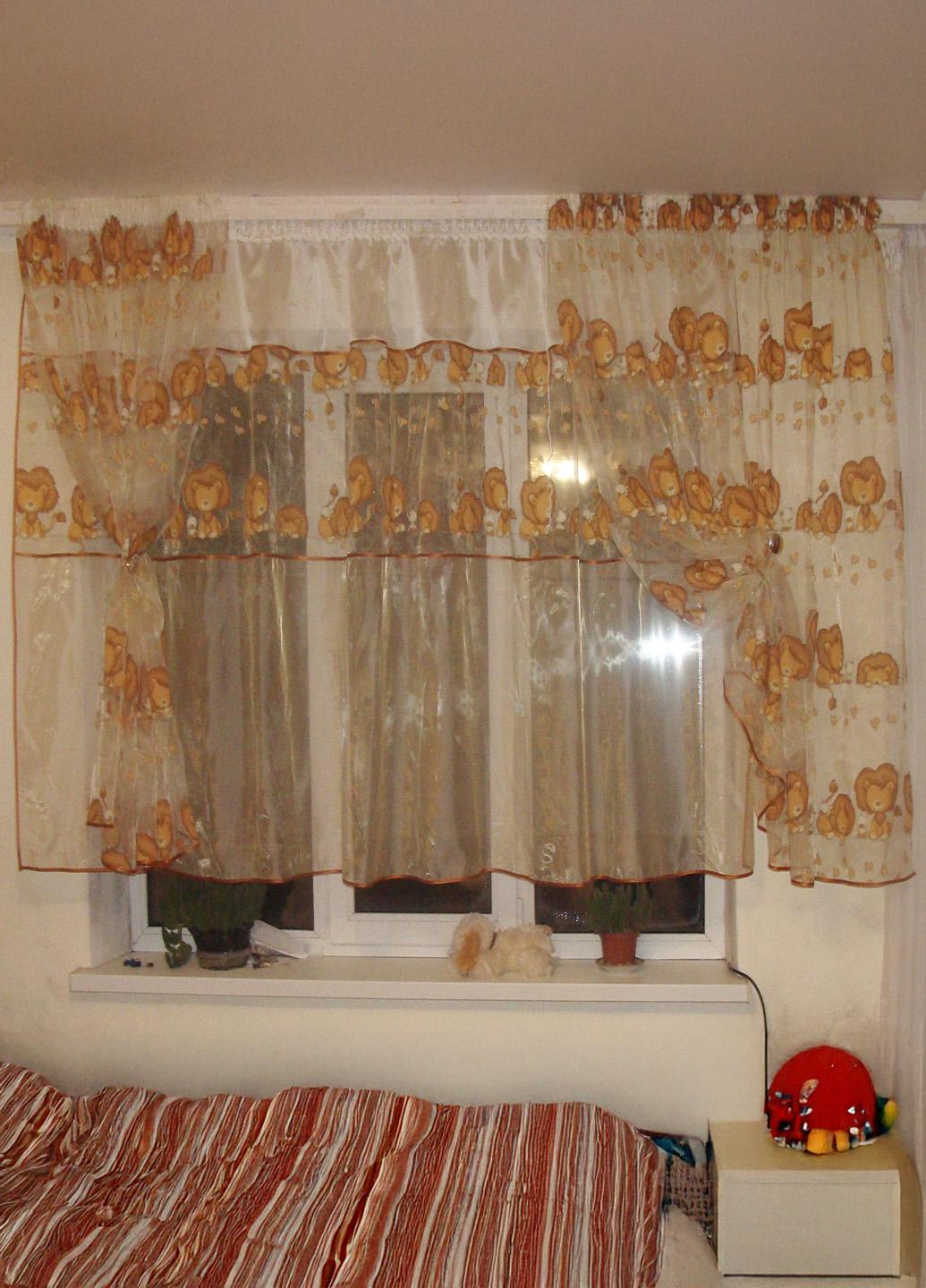 Комплект тюль до подоконника Firanka Львята карниз 250 см Бежевый (2_1кд)