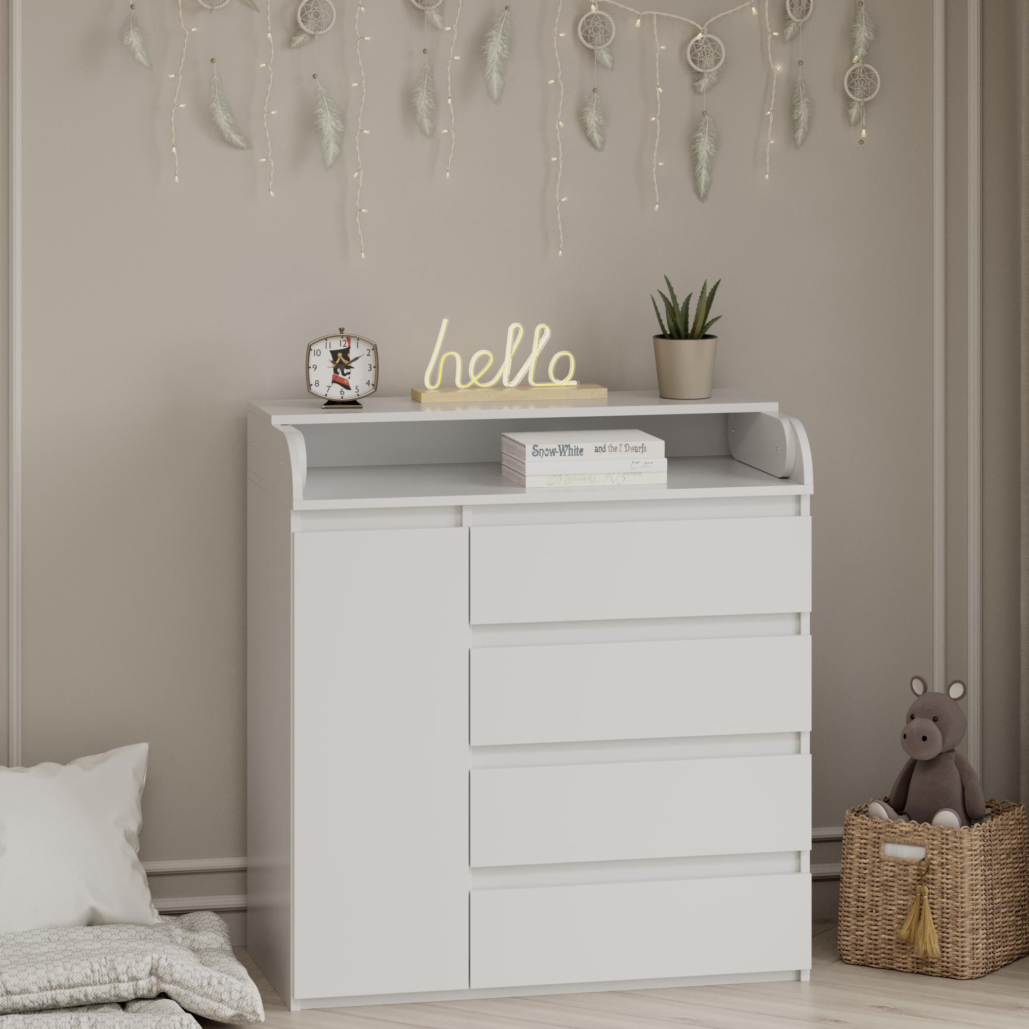 Комод пеленальный Line KPF4+1D 900x450x1020 мм Белый Комод пеленальный Line KPF4+1D 900x450x1020 мм Белый