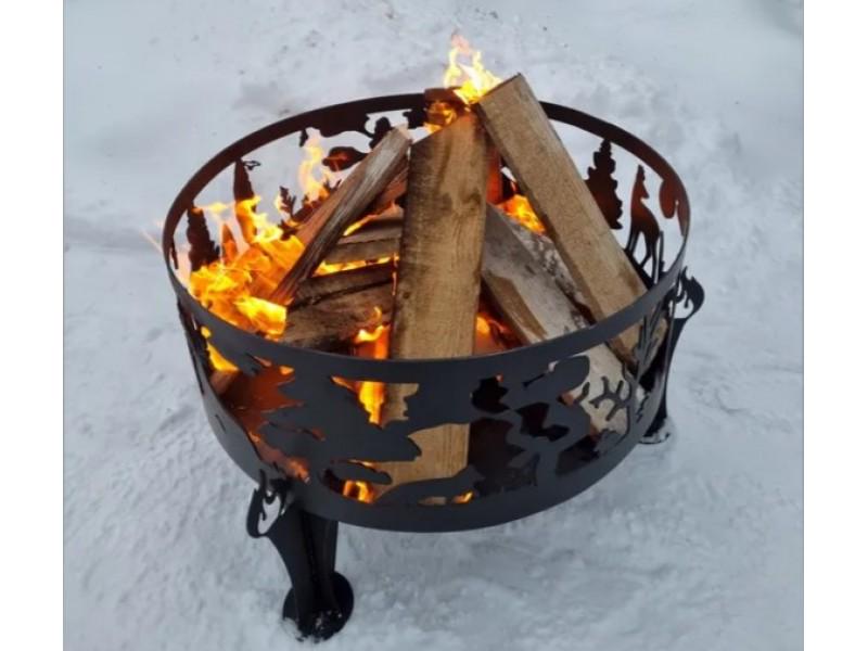 Чаша для багаття Лісова природа з візерунком на ніжках Чорний (102-15-chasha-dlya-kostra-lesnaya-priroda) - фото 3