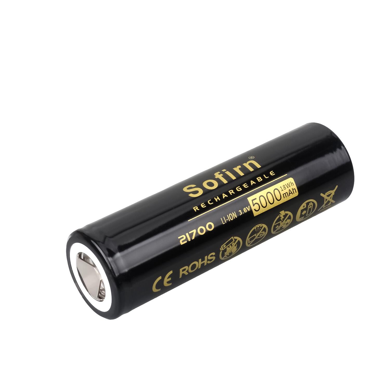 Аккумулятор 21700 Sofirn 5000 mAh Li-Ion силовой 15А 3,6V плоский плюс (19300)