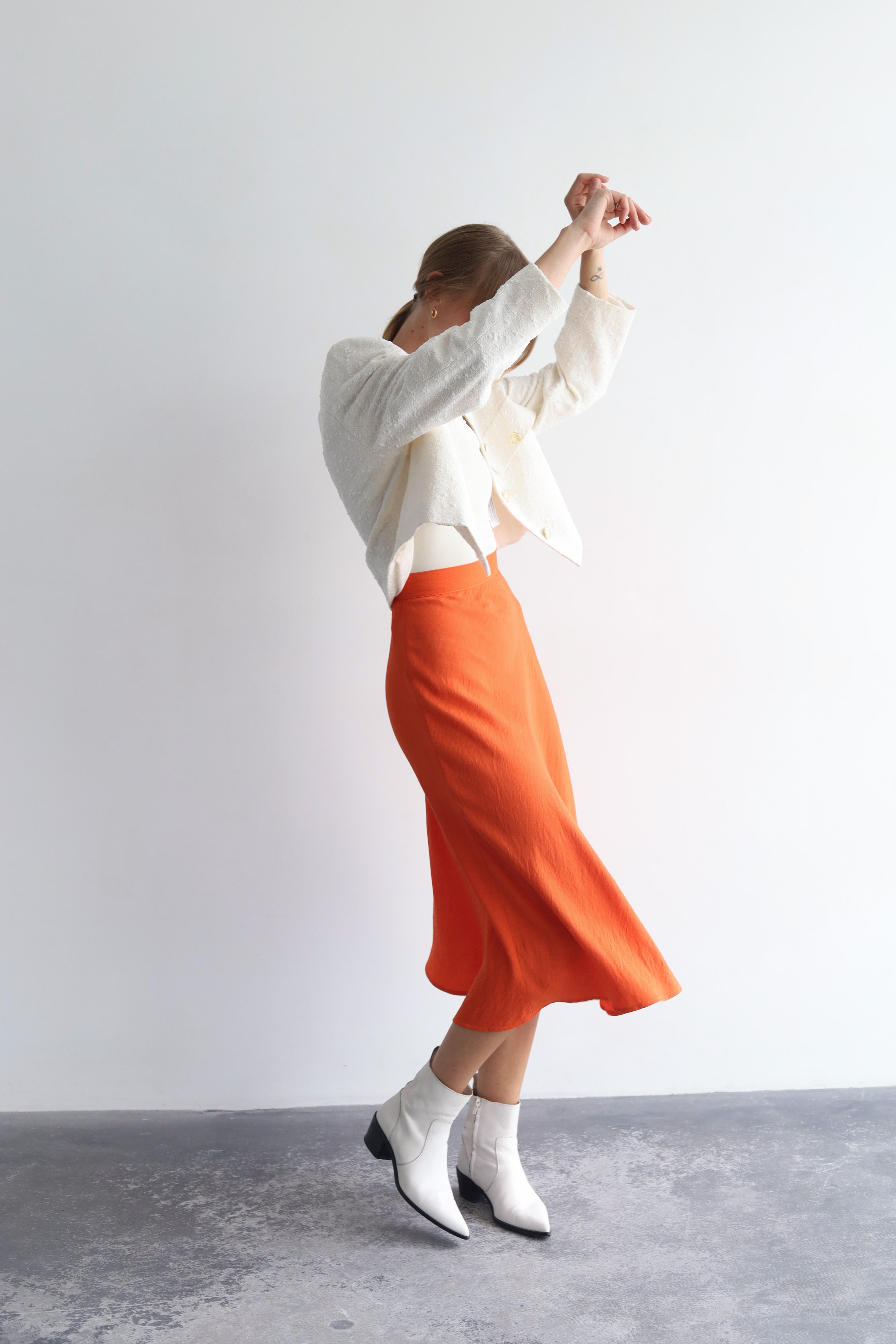 Спідниця-трапеція міді Дика Спідниця L Помаранчевий (3015) - фото 4