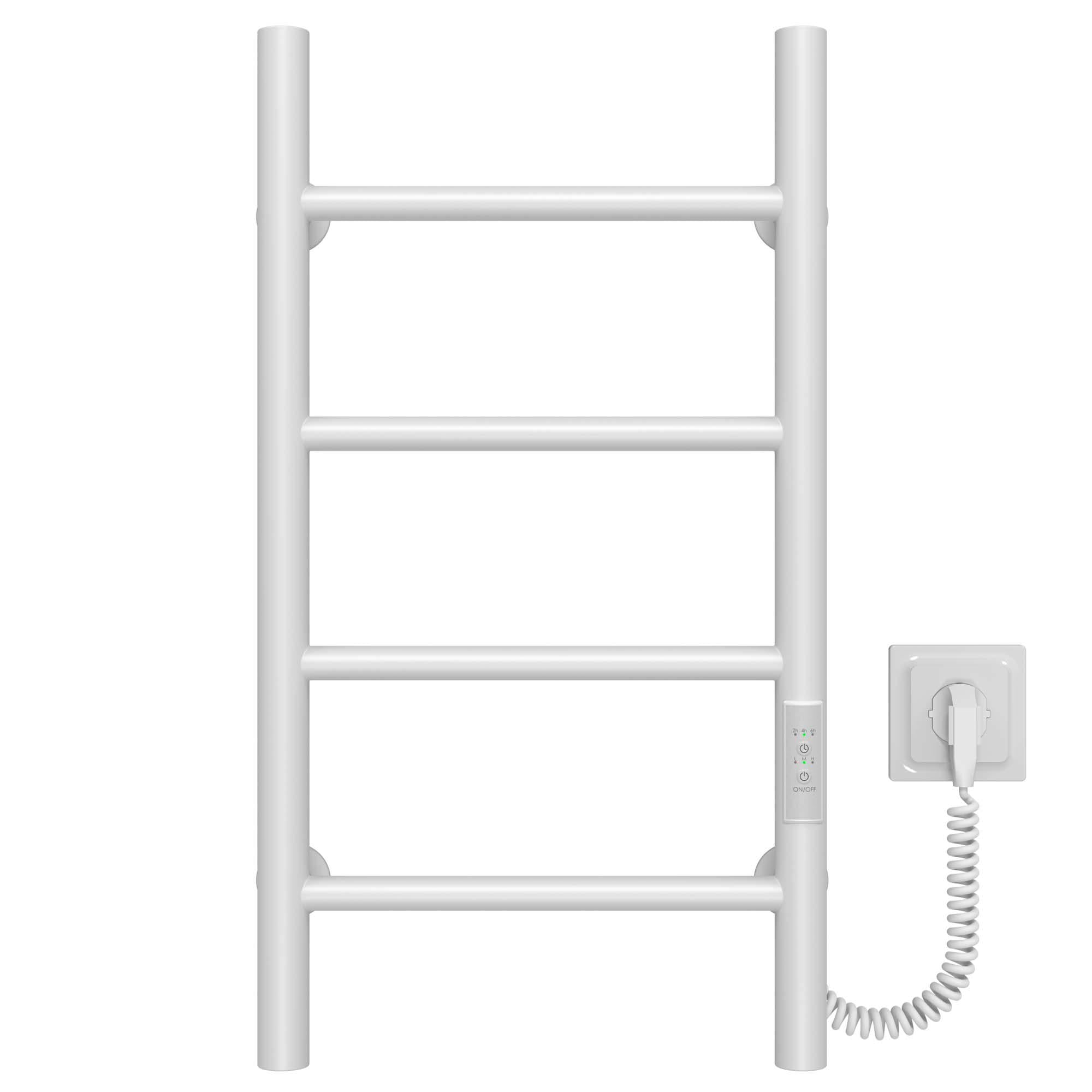 Полотенцесушитель электрический Deffi Орион П4 WD03 правое подключение нержавеющая сталь 200х600 мм Белый (C.OR.60.20.4.E.W.R.3)