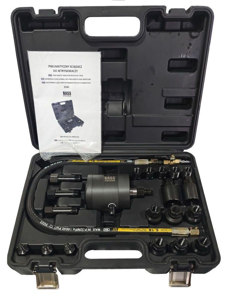 Съемник форсунок пневматический с адаптерами Bass Polska BP-3181 (2727000655)