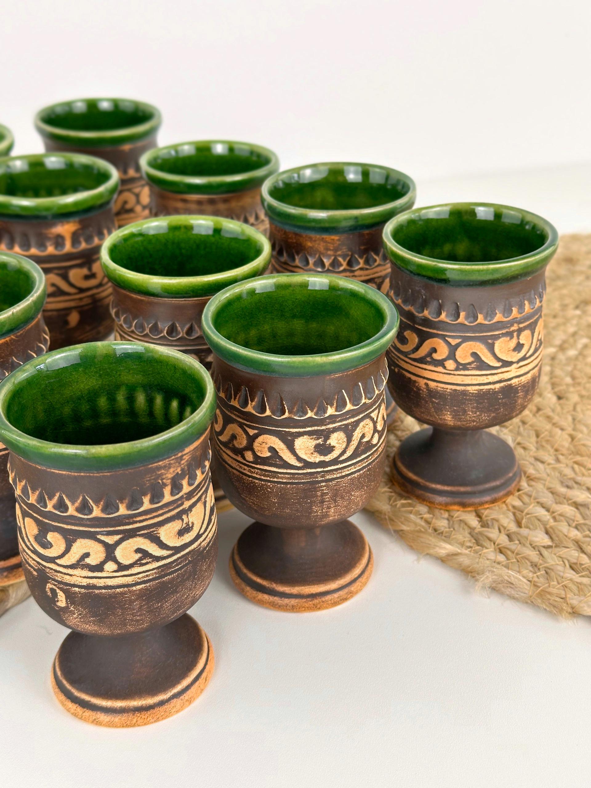 Набір глиняних келихів Гражда 0,1 л х 12 шт. Коричневий (17019-32) - фото 3