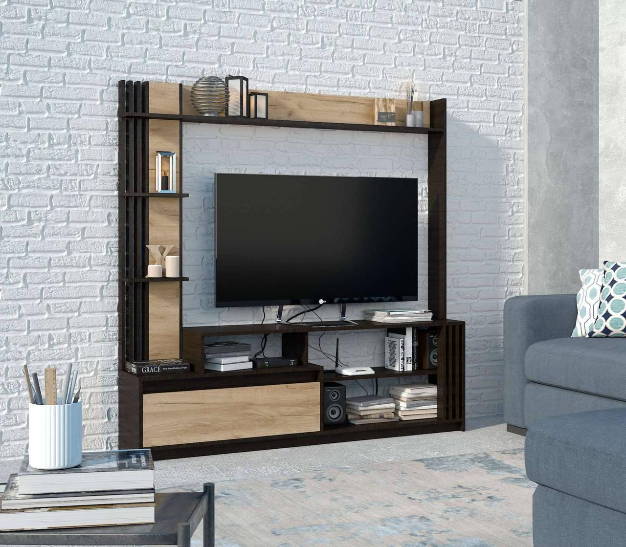 Стенка в гостиную Мастер Форм Брайт правосторонняя 170х32,5х170 см Венге магия/Дуб крафт золотой (22981458) Стенка в гостиную Мастер Форм Брайт правосторонняя 170х32,5х170 см Венге магия/Дуб крафт золотой (22981458)