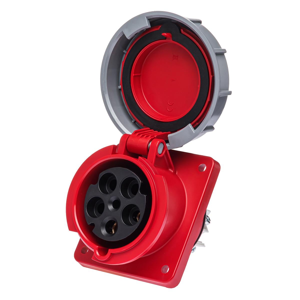 Розетка вбудована IDE 63A 415В 3P+N+E IP67 похила силова Червоний (3853)