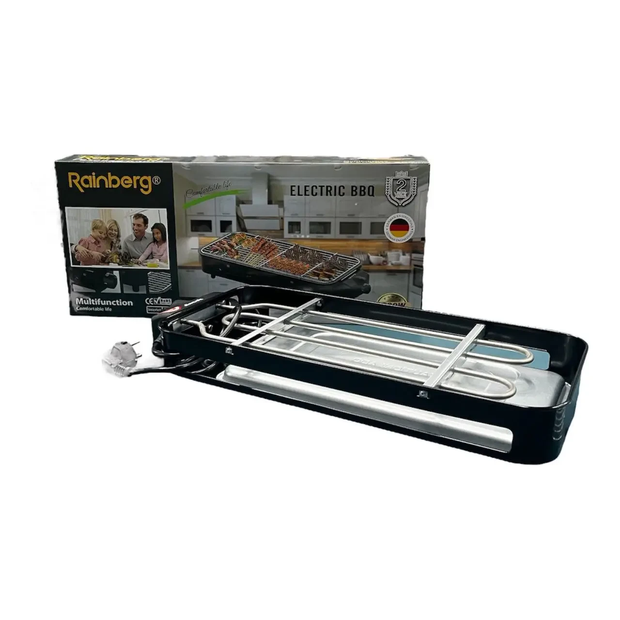 Гриль-барбекю електричний Rainberg RB-2292 з гратами BBQ 3000Вт (RB2292)