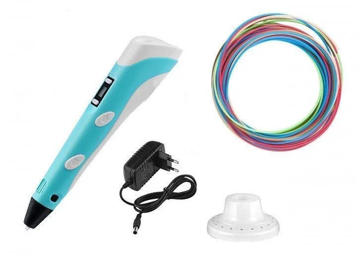 3D-ручка для малювання Pen3 MyRiwell з LCD дисплеєм трафарет Блакитний (2854126028)