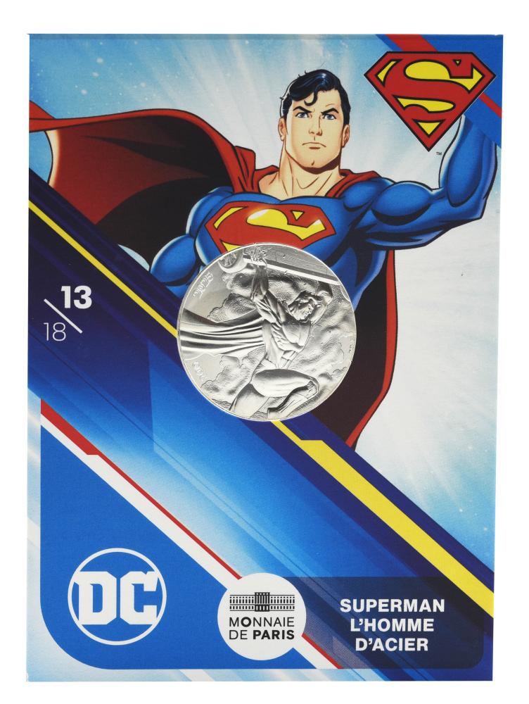 Коллекционная монета Франция 10 евро 2025 Серебро UNC Комиксы DC 13\18 Superman L'Homme D'Acier Супермен Человек из стали (М24213)