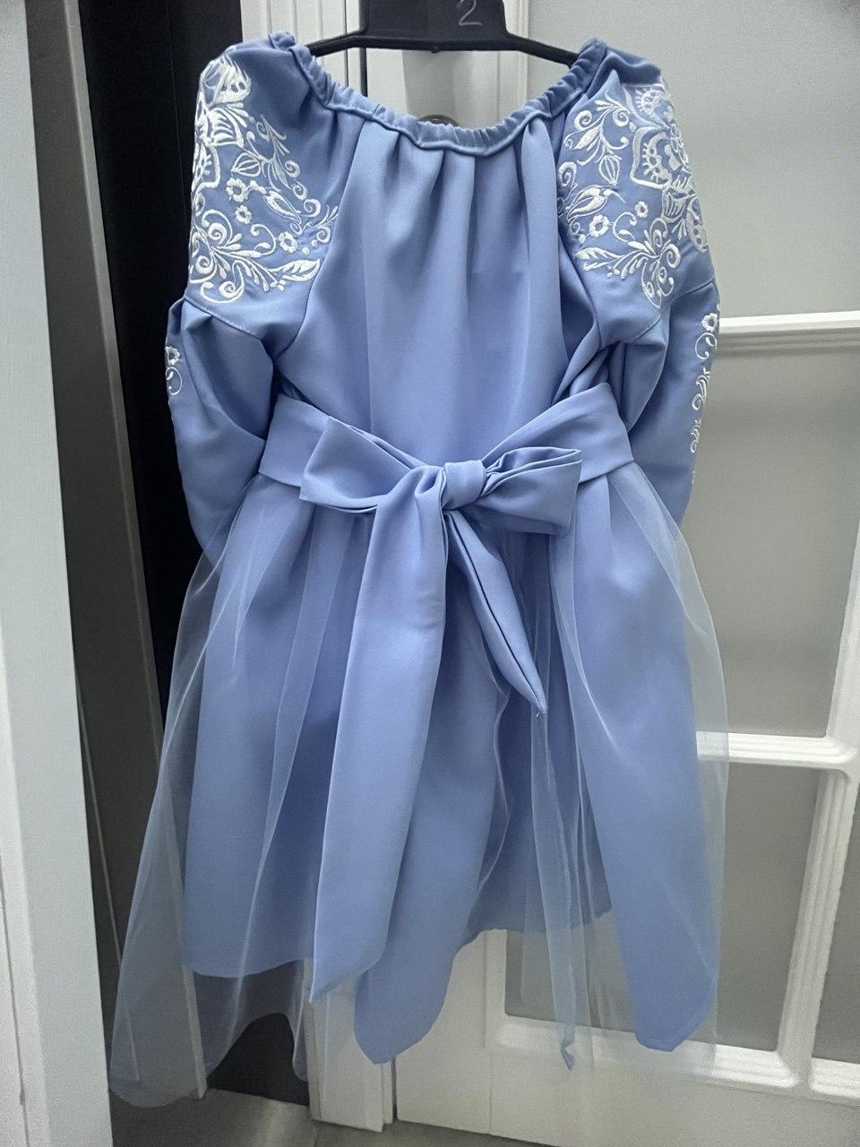 Сукня вишиванка для дівчаток Пишна 128 см Блакитний - фото 5