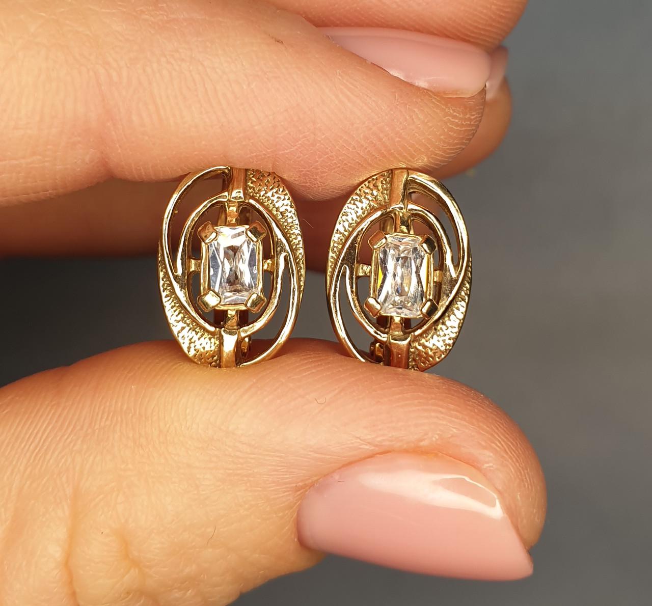 Серьги позолоченные с кубическим цирконием 3,80 г (1377771373)