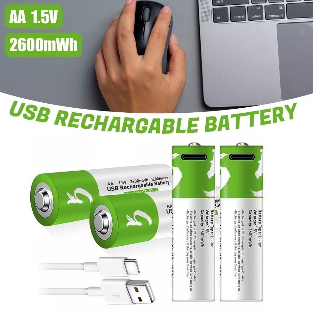 Батареї акумуляторні АА Smartoools 1733 mah 1,5V з зарядкою Type-C 4 шт. Зелений (2354) - фото 4