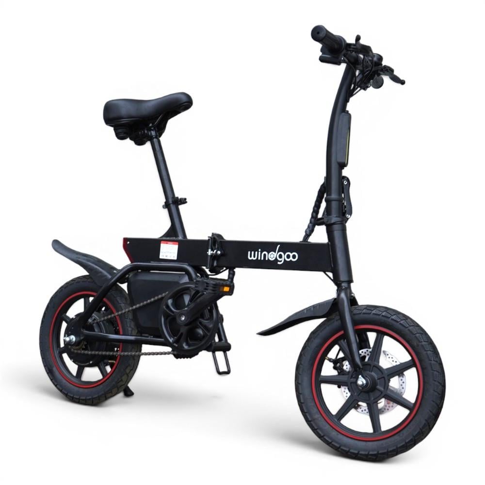 Электровелосипед Windgoo-B20 25-30 км 25 км/ч 14" для города 250 Вт 36 В 6.0Aг/7.5Aг до 120 кг передний и задний дисковый тормоз Черный