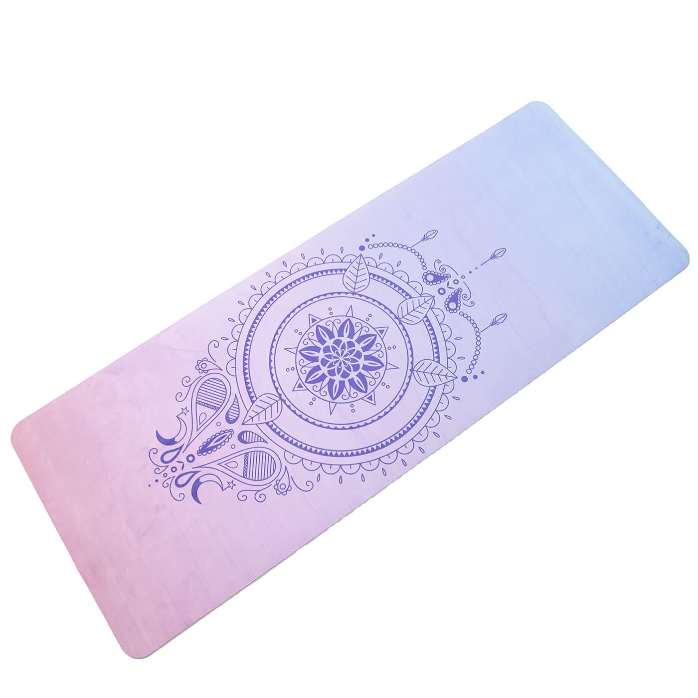 Килимок для йоги та фітнесу OSPORT каучук/замша 4 мм 183x68 см Рожево-блакитний (OF-0286-007) - фото 2