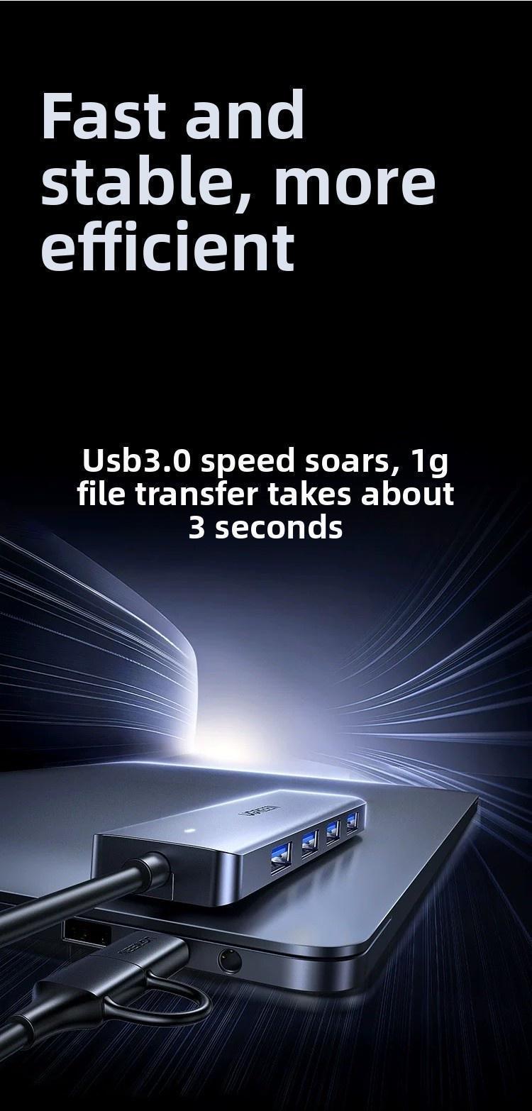 Хаб USB-C Ugreen 15 см 4 порти Сірий (65757) - фото 15 Хаб USB-C Ugreen 15 см 4 порти Сірий (65757) - фото 15