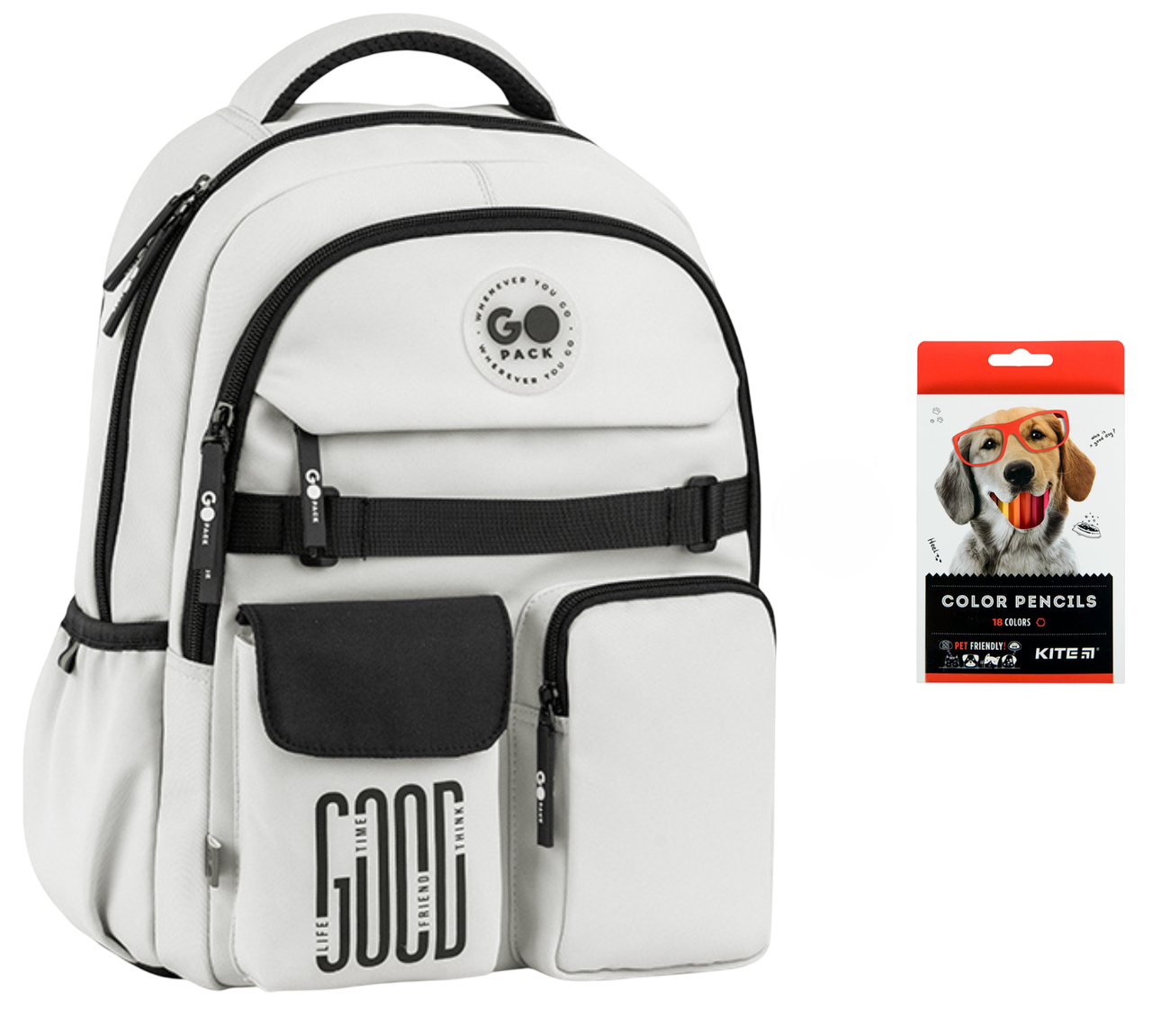 Рюкзак школьный GoPack Education GO26-183M-2 и карандаши KITE 18 цветов (2905030935)