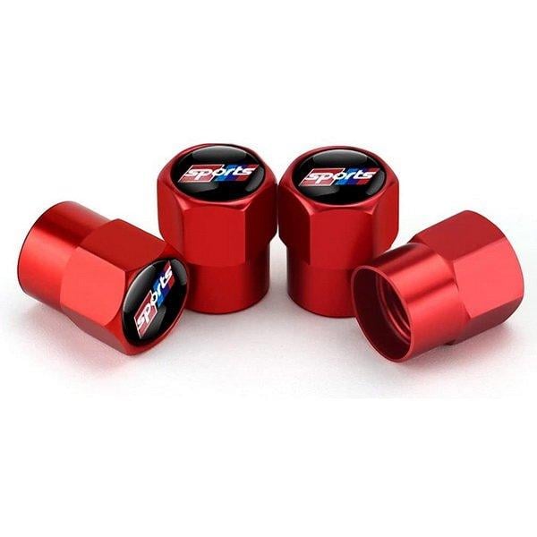 Набір ковпачків на ніпель для автомобіля SUNROZ Caps Short Sports 4 шт. Red