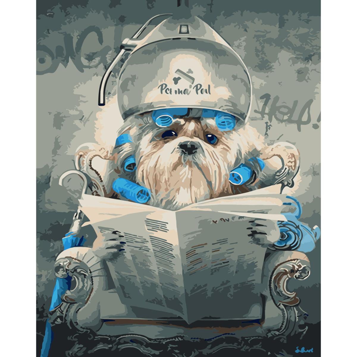 Картина по номерам Strateg Премиум Пес в бигудях 40x50 см (SY6678)