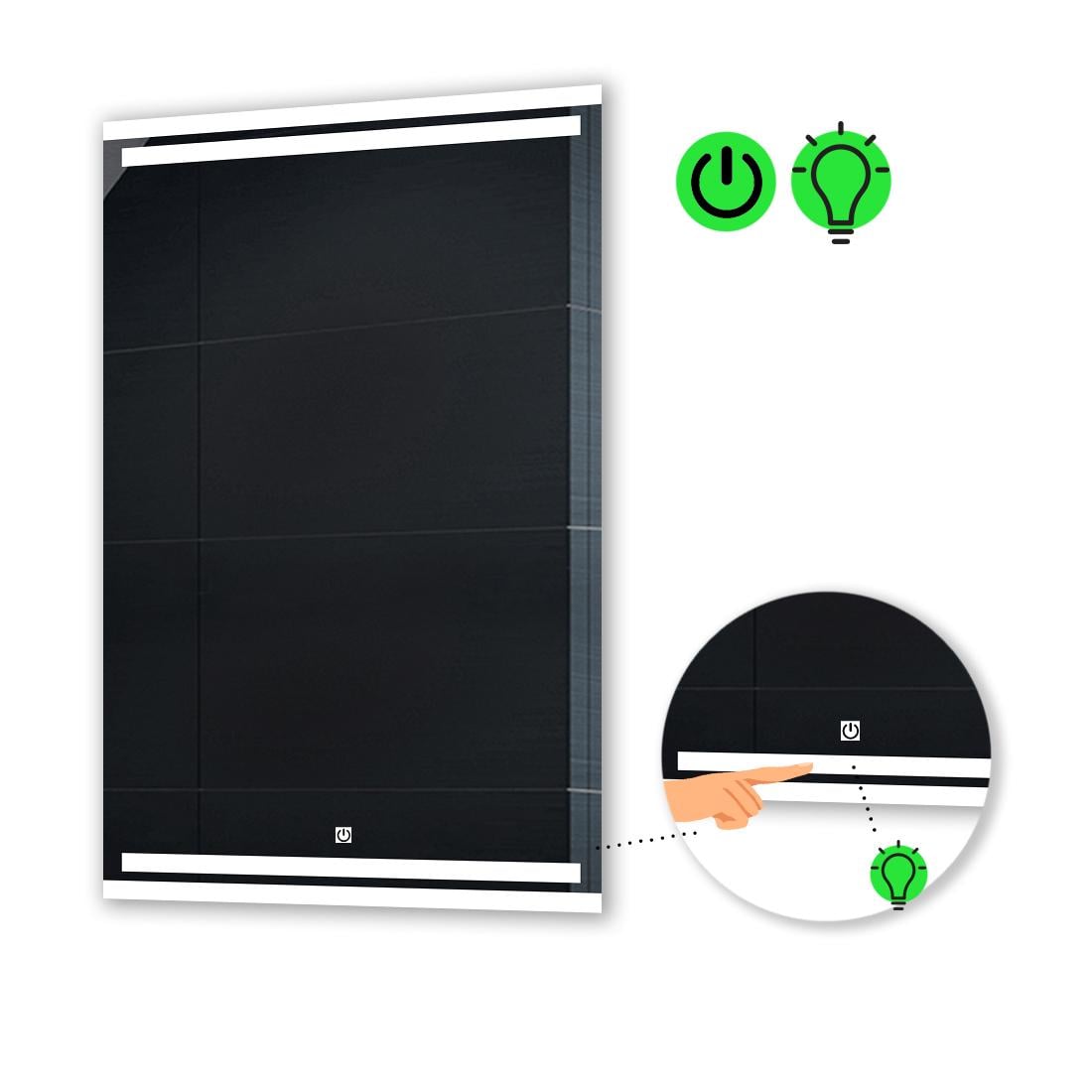 Зеркало с LED подсветкой Mirta с сенсорной кнопкой управления 110x70 см (Mirta92)