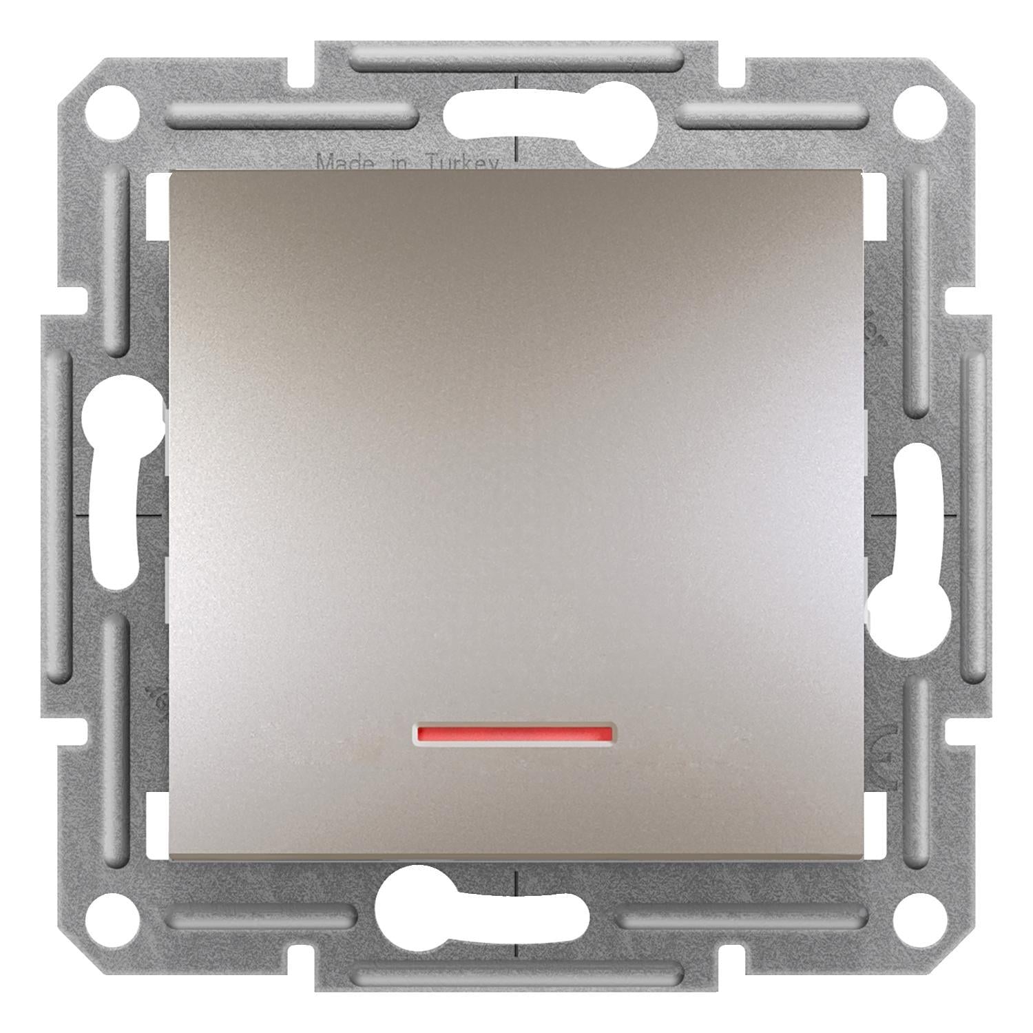Вимикач кнопковий Schneider Electric Asfora з підсвіткою Бронзовий (EPH1600169)