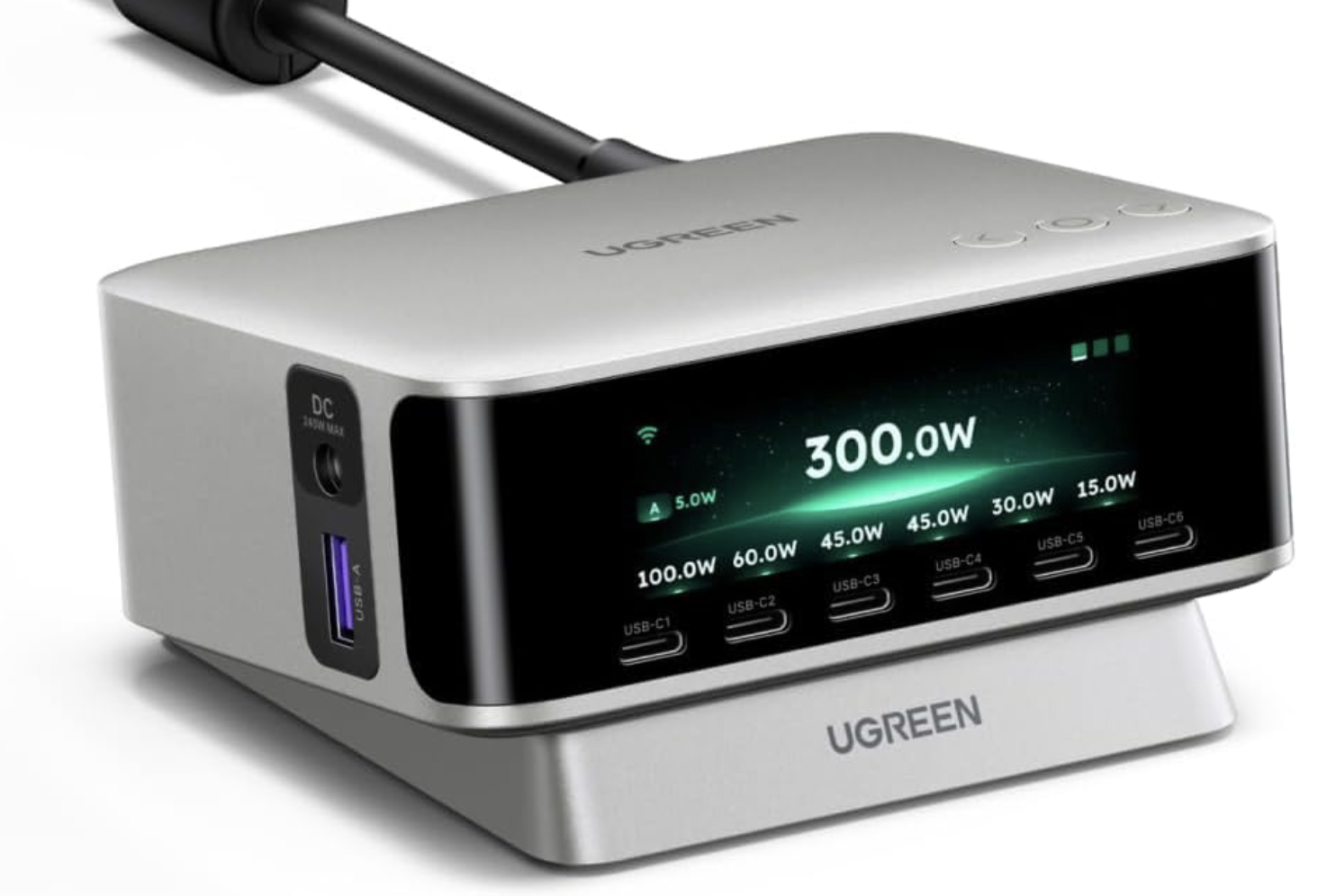 Зарядное устройство UGREEN Nexode Pro 300W с интеллектуальным дисплеем 8 портов/GaN/5 режимов зарядки