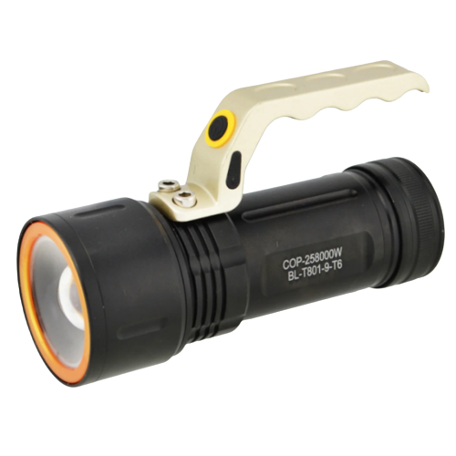 Ручной аккумуляторный фонарь-прожектор усиленный Bailong T801 с зумом Черный