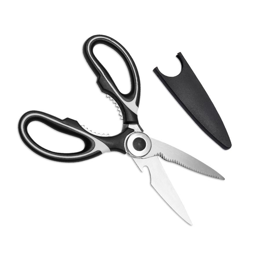 Кухонные ножницы для рыбы/зеленые/птицы/курицы/пиццы с открывалкой и орехолом лезвия 100 мм (NOGKUH-BLK-1348)