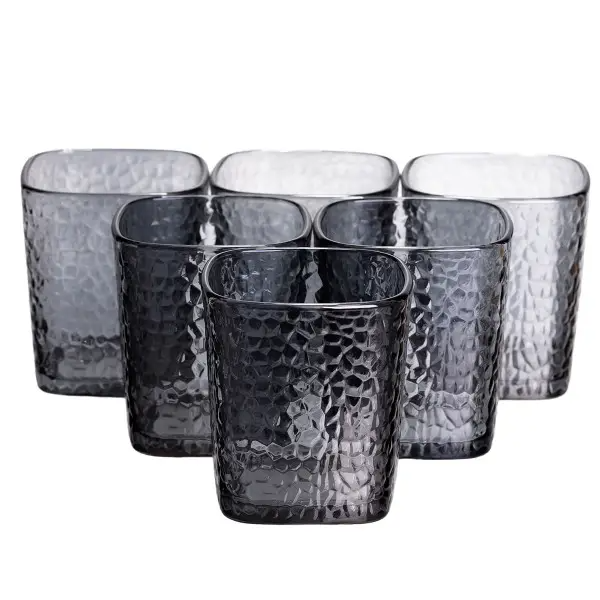 Набір склянок із товстого скла квадратних 6 шт. по 250 мл Сірий