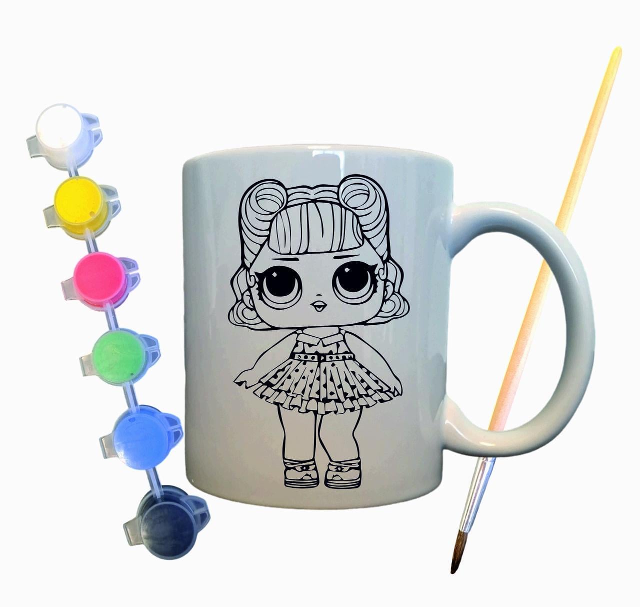 Набор для творчества кружка раскраска Детская кукла 330 мл Белый (КР0015)