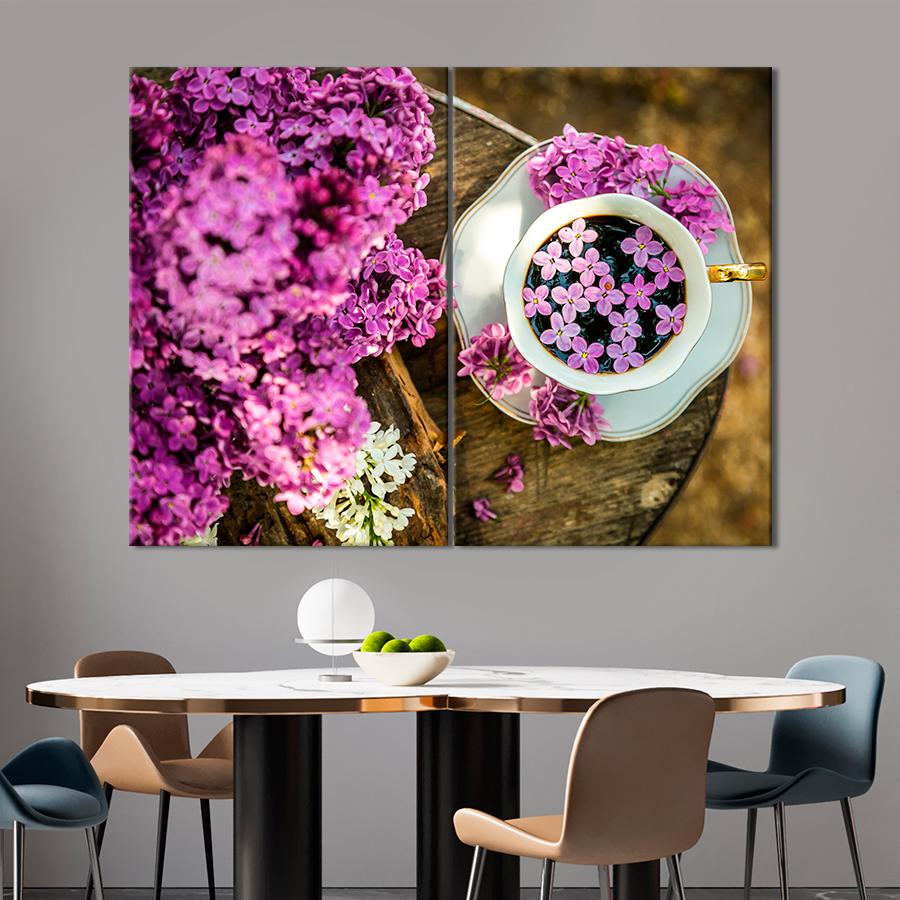 Картина квіти та рослини Ароматна кава з бузком 111x81 см (A1061-2)