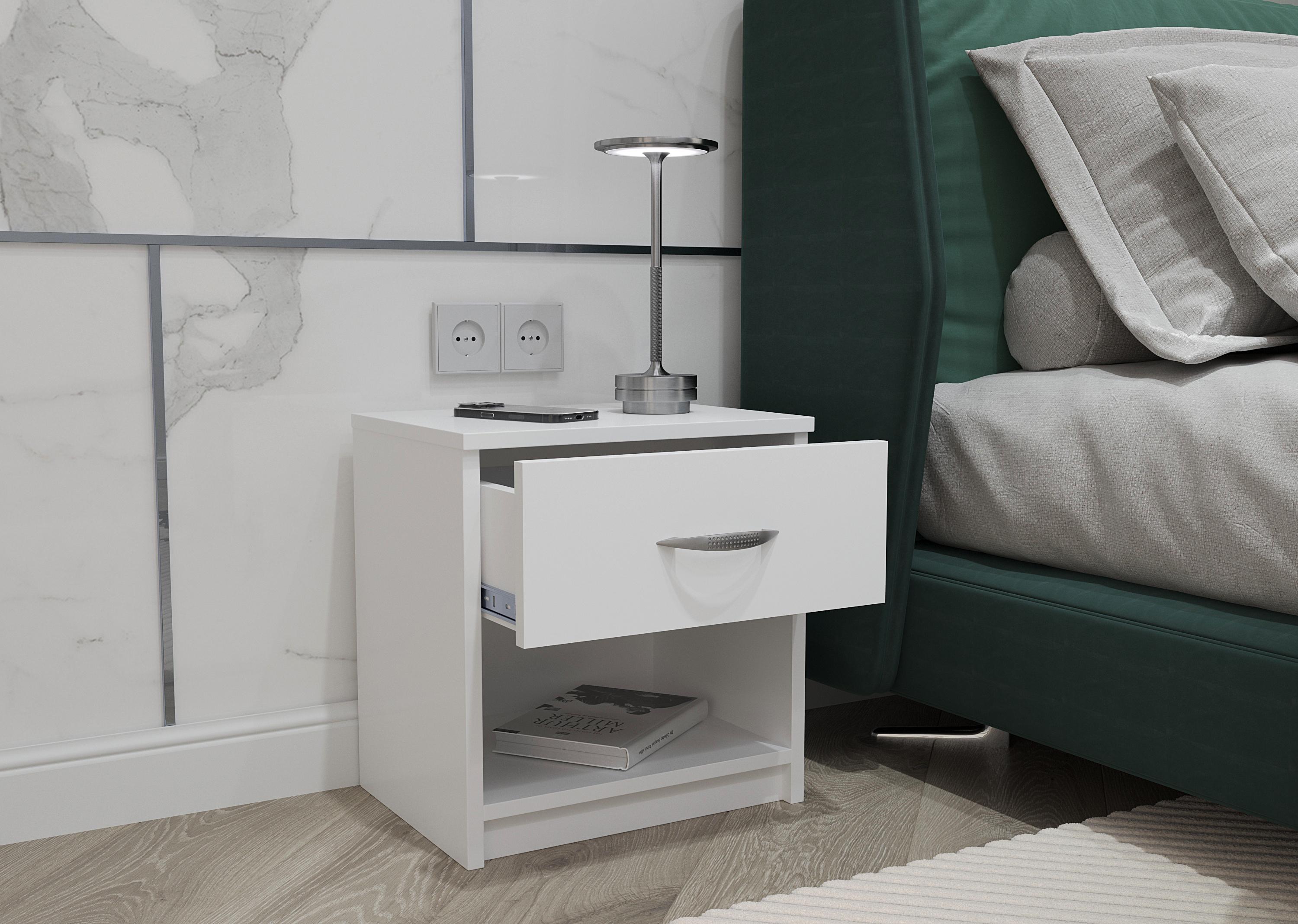 Тумба приліжкова з шухлядою 38х29х40 см Білий - фото 2 Тумба приліжкова з шухлядою 38х29х40 см Білий - фото 2