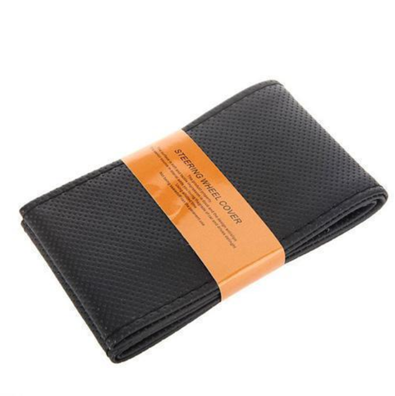 Обшивка-чехол на руль из кожзама 37-38 см Black (284885)