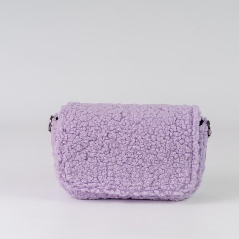 Сумка женская кросс-боди меховая XENIA № 36-23 искусственный мех и из эко-кожи Фиолетовый/Белый