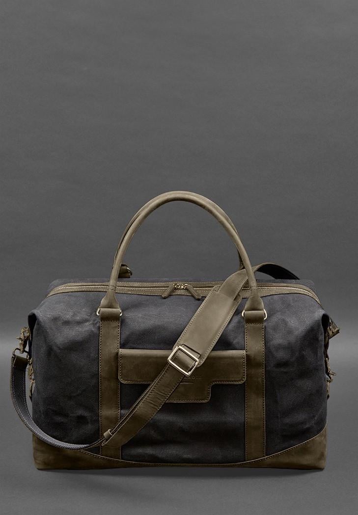 Дорожня сумка з канвасу та натуральної шкіри Crazy Horse Темно-коричневий (A-028161)