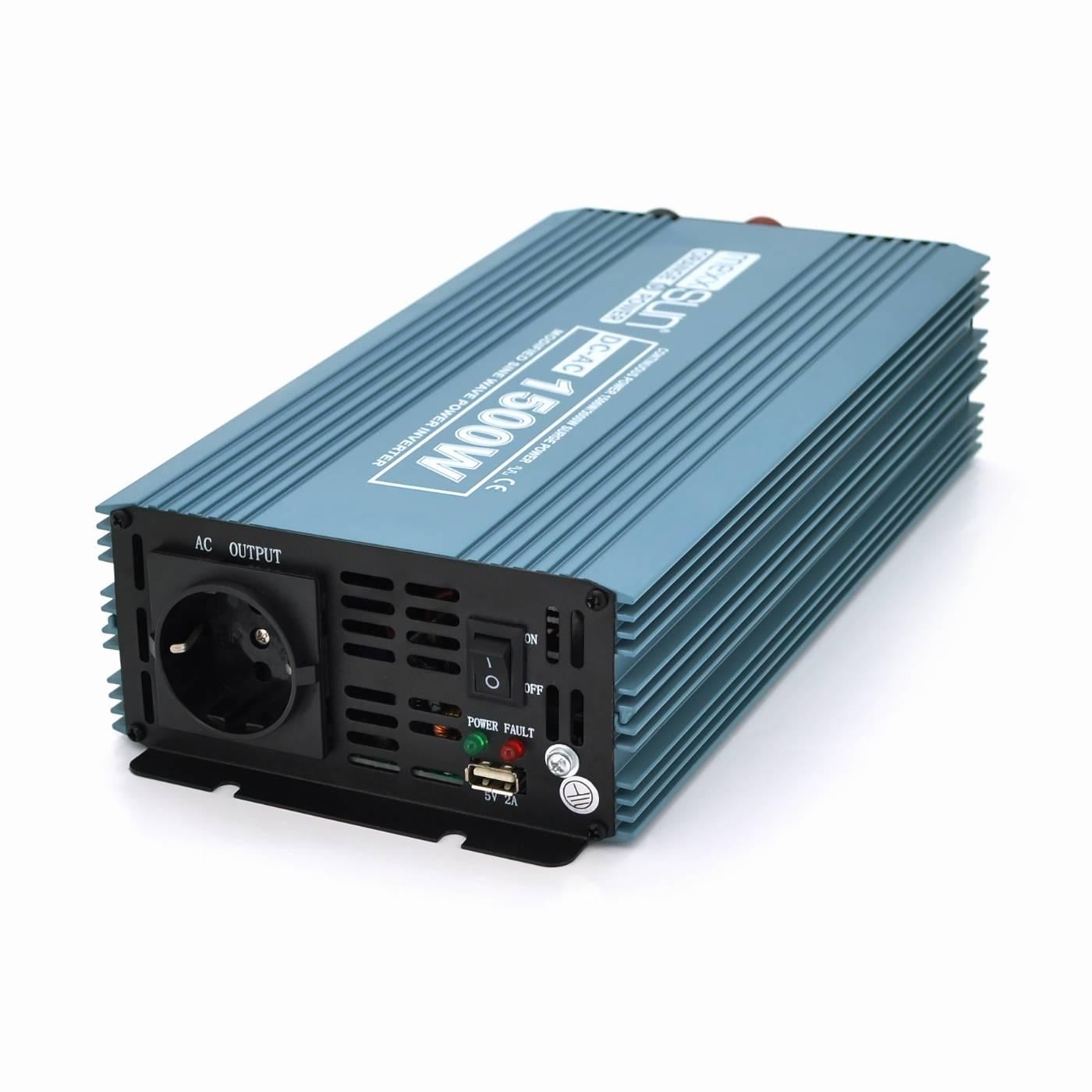 Інвертор напруги Mexxsun MXS-1500 12V/220V 1500W з модифікованою синусоїдою 2 Shuko клемні дроти Q6 (29081)